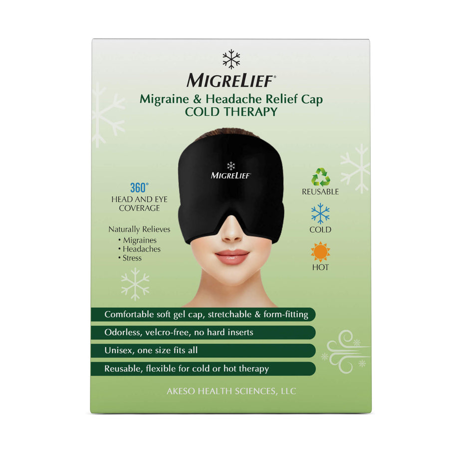 MigreLief Relief Cap in black.