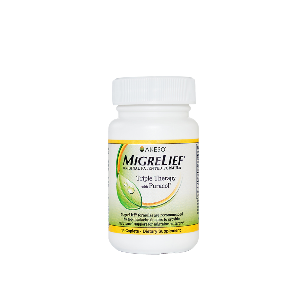 MigreLief Original Formula travel-size bottle.