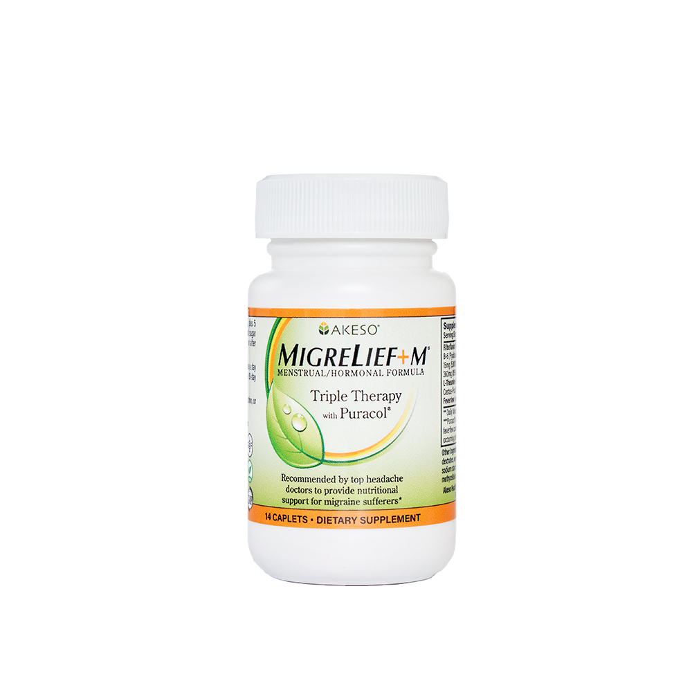 MigreLief+ M travel-sized bottle.