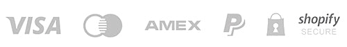 Visa, Mastercard, Amex, and Paypal logos. Shopify Secure checkout.