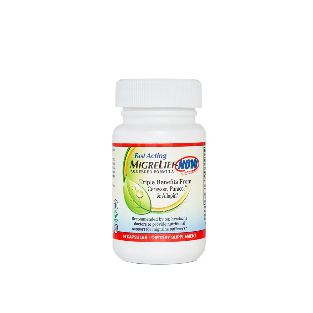 MigreLief-NOW travel-sized bottle. 