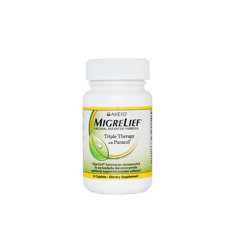 MigreLief Original Formula travel-size bottle. 