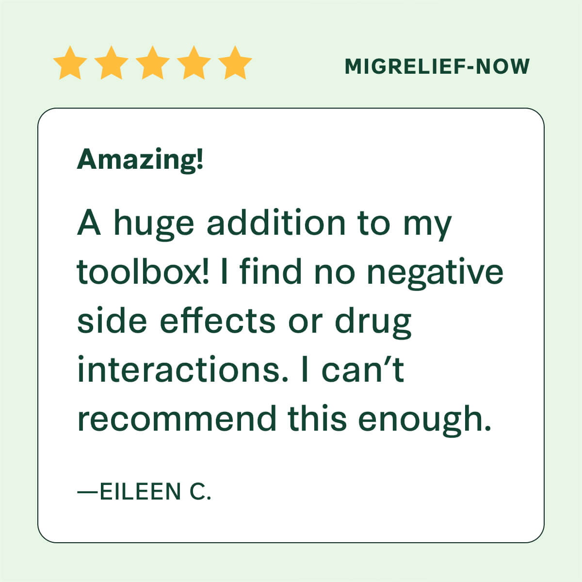 Customer review of MigreLief-NOW.