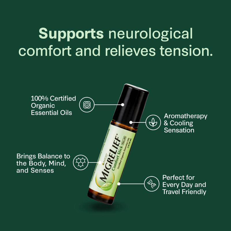 MigreLief Comfort Stick supports neurological comfort and relieves tension.