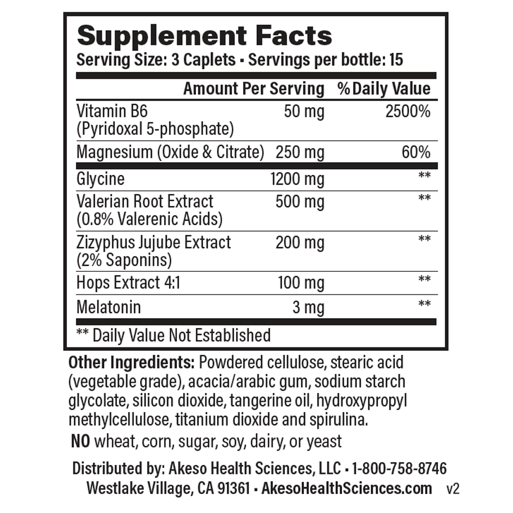 Sleep All Night Supplement Facts and ingredients list. 