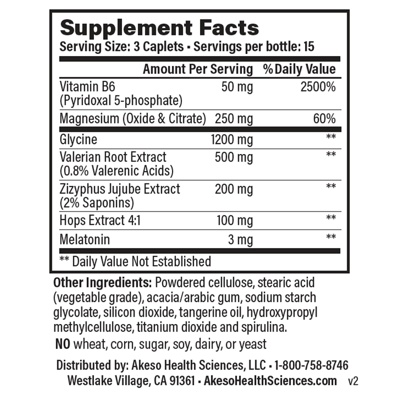 Sleep All Night Supplement Facts and ingredients list. 